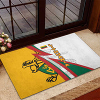 Lithuania Flag Colors Rubber Doormat with Vytis Knight Design and Bold Lightning Motif - Wonder Print Shop