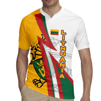 Lithuania Flag Colors Rugby Jersey with Vytis Knight Design and Bold Lightning Motif - Wonder Print Shop