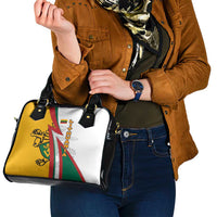 Lithuania Flag Colors Shoulder Handbag with Vytis Knight Design and Bold Lightning Motif - Wonder Print Shop