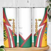 Lithuania Flag Colors Skinny Tumbler with Vytis Knight Design and Bold Lightning Motif - Wonder Print Shop
