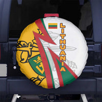 Lithuania Flag Colors Spare Tire Cover with Vytis Knight Design and Bold Lightning Motif - Wonder Print Shop