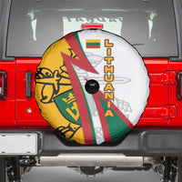 Lithuania Flag Colors Spare Tire Cover with Vytis Knight Design and Bold Lightning Motif - Wonder Print Shop