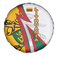 Lithuania Flag Colors Spare Tire Cover with Vytis Knight Design and Bold Lightning Motif - Wonder Print Shop