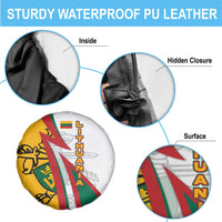 Lithuania Flag Colors Spare Tire Cover with Vytis Knight Design and Bold Lightning Motif - Wonder Print Shop