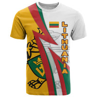 Lithuania Flag Colors T Shirt with Vytis Knight Design and Bold Lightning Motif - Wonder Print Shop