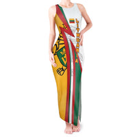 Lithuania Flag Colors Tank Maxi Dress with Vytis Knight Design and Bold Lightning Motif - Wonder Print Shop