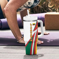 Lithuania Flag Colors Tumbler With Handle with Vytis Knight Design and Bold Lightning Motif - Wonder Print Shop