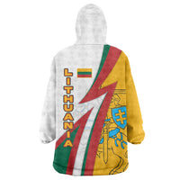 Lithuania Flag Colors Wearable Blanket Hoodie with Vytis Knight Design and Bold Lightning Motif - Wonder Print Shop
