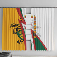 Lithuania Flag Colors Window Curtain with Vytis Knight Design and Bold Lightning Motif - Wonder Print Shop