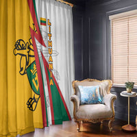 Lithuania Flag Colors Window Curtain with Vytis Knight Design and Bold Lightning Motif - Wonder Print Shop
