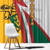 Lithuania Flag Colors Window Curtain with Vytis Knight Design and Bold Lightning Motif - Wonder Print Shop
