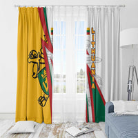 Lithuania Flag Colors Window Curtain with Vytis Knight Design and Bold Lightning Motif - Wonder Print Shop