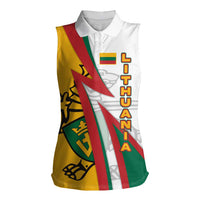 Lithuania Flag Colors Women Sleeveless Polo Shirt with Vytis Knight Design and Bold Lightning Motif - Wonder Print Shop