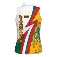 Lithuania Flag Colors Women Sleeveless Polo Shirt with Vytis Knight Design and Bold Lightning Motif - Wonder Print Shop