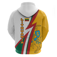 Lithuania Flag Colors Zip Hoodie with Vytis Knight Design and Bold Lightning Motif - Wonder Print Shop