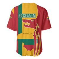 Lithuania Red Baseball Jersey with Bold Vytis Cross Design and Tricolor Flag Accents - Wonder Print Shop