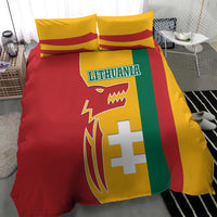 Lithuania Red Bedding Set with Bold Vytis Cross Design and Tricolor Flag Accents - Wonder Print Shop