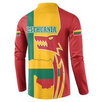 Lithuania Red Button Sweatshirt with Bold Vytis Cross Design and Tricolor Flag Accents - Wonder Print Shop