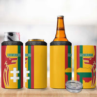 Lithuania Red 4 in 1 Can Cooler Tumbler with Bold Vytis Cross Design and Tricolor Flag Accents - Wonder Print Shop