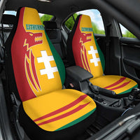 Lithuania Red Car Seat Cover with Bold Vytis Cross Design and Tricolor Flag Accents - Wonder Print Shop