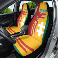 Lithuania Red Car Seat Cover with Bold Vytis Cross Design and Tricolor Flag Accents - Wonder Print Shop