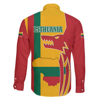 Lithuania Red Family Matching Off The Shoulder Long Sleeve Dress and Hawaiian Shirt with Bold Vytis Cross Design and Tricolor Flag Accents - Wonder Print Shop