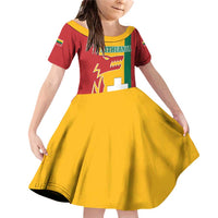 Lithuania Red Family Matching Off Shoulder Short Dress and Hawaiian Shirt with Bold Vytis Cross Design and Tricolor Flag Accents - Wonder Print Shop