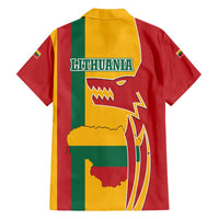 Lithuania Red Family Matching Off Shoulder Short Dress and Hawaiian Shirt with Bold Vytis Cross Design and Tricolor Flag Accents - Wonder Print Shop