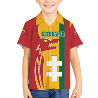 Lithuania Red Family Matching Puletasi and Hawaiian Shirt with Bold Vytis Cross Design and Tricolor Flag Accents - Wonder Print Shop