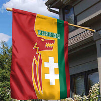 Lithuania Red Garden Flag with Bold Vytis Cross Design and Tricolor Flag Accents - Wonder Print Shop