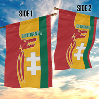 Lithuania Red Garden Flag with Bold Vytis Cross Design and Tricolor Flag Accents - Wonder Print Shop