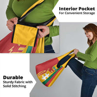 Lithuania Red Grocery Bag with Bold Vytis Cross Design and Tricolor Flag Accents - Wonder Print Shop