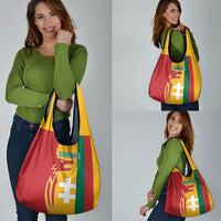 Lithuania Red Grocery Bag with Bold Vytis Cross Design and Tricolor Flag Accents - Wonder Print Shop