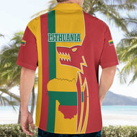 Lithuania Red Hawaiian Shirt with Bold Vytis Cross Design and Tricolor Flag Accents - Wonder Print Shop