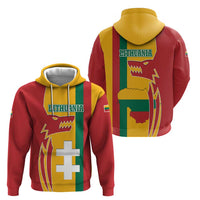 Lithuania Red Hoodie with Bold Vytis Cross Design and Tricolor Flag Accents - Wonder Print Shop