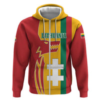 Lithuania Red Hoodie with Bold Vytis Cross Design and Tricolor Flag Accents - Wonder Print Shop
