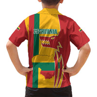 Lithuania Red Kid Hawaiian Shirt with Bold Vytis Cross Design and Tricolor Flag Accents - Wonder Print Shop