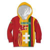 Lithuania Red Kid Hoodie with Bold Vytis Cross Design and Tricolor Flag Accents - Wonder Print Shop