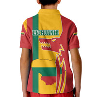 Lithuania Red Kid Polo Shirt with Bold Vytis Cross Design and Tricolor Flag Accents - Wonder Print Shop