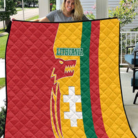 Lithuania Red Quilt with Bold Vytis Cross Design and Tricolor Flag Accents - Wonder Print Shop