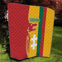 Lithuania Red Quilt with Bold Vytis Cross Design and Tricolor Flag Accents - Wonder Print Shop
