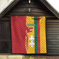 Lithuania Red Quilt with Bold Vytis Cross Design and Tricolor Flag Accents - Wonder Print Shop