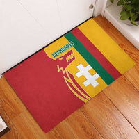 Lithuania Red Rubber Doormat with Bold Vytis Cross Design and Tricolor Flag Accents - Wonder Print Shop