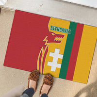 Lithuania Red Rubber Doormat with Bold Vytis Cross Design and Tricolor Flag Accents - Wonder Print Shop