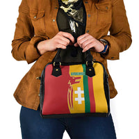Lithuania Red Shoulder Handbag with Bold Vytis Cross Design and Tricolor Flag Accents - Wonder Print Shop