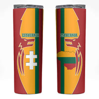Lithuania Red Skinny Tumbler with Bold Vytis Cross Design and Tricolor Flag Accents - Wonder Print Shop