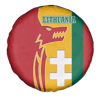 Lithuania Red Spare Tire Cover with Bold Vytis Cross Design and Tricolor Flag Accents - Wonder Print Shop