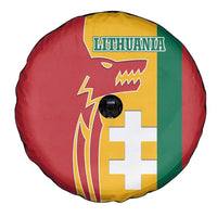 Lithuania Red Spare Tire Cover with Bold Vytis Cross Design and Tricolor Flag Accents - Wonder Print Shop