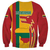 Lithuania Red Sweatshirt with Bold Vytis Cross Design and Tricolor Flag Accents - Wonder Print Shop