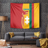 Lithuania Red Tapestry with Bold Vytis Cross Design and Tricolor Flag Accents - Wonder Print Shop